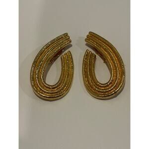 Vintage Givenchy Gold Tone Statement Earrings Clip On Signed